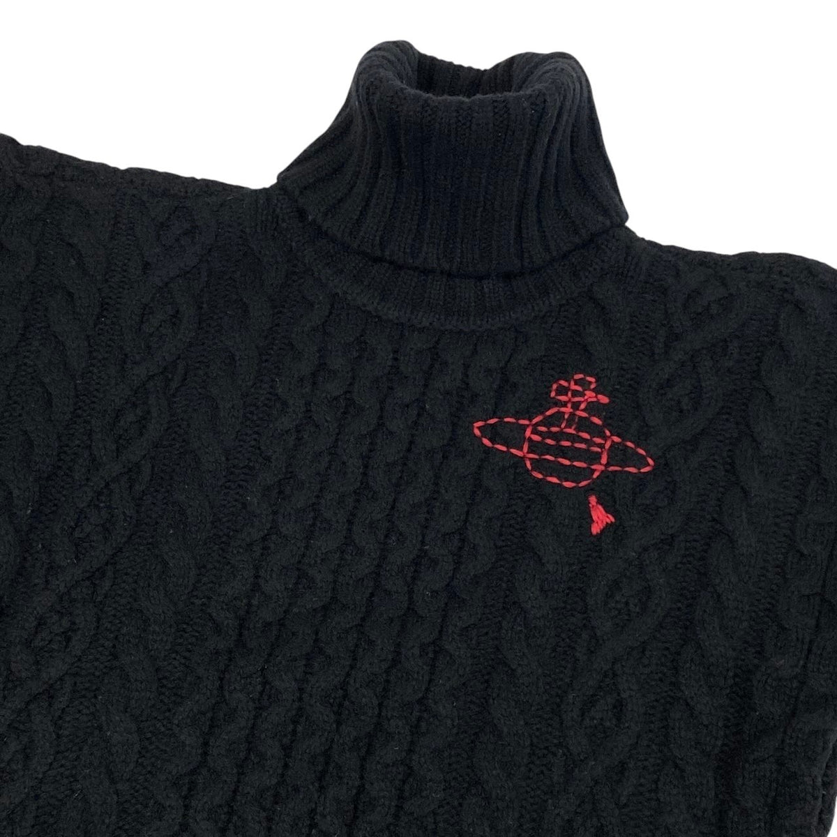 i20 Vivienne Westwood RED LABEL ハイネックニットセーター オーブ刺繍 00サイズ ブラック ウール100％ レディース 女性用u02t