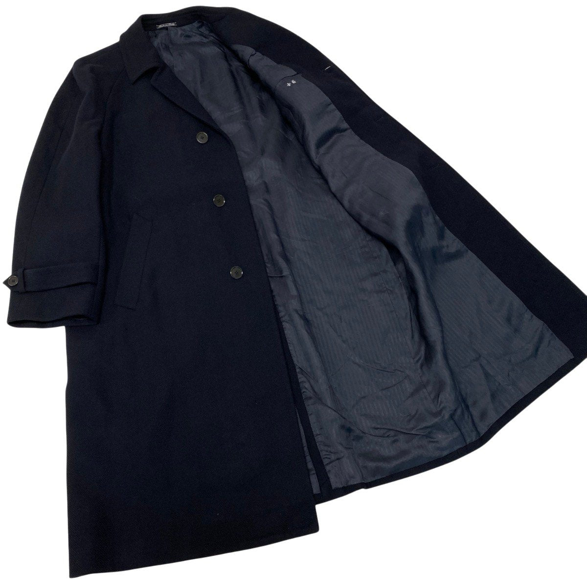 2g14 Ermenegildo Zegna エルメネジルドゼニア チェスターコート ロングコート サイズ50 ネイビー ウール100％ メンズ 紳士服o07t