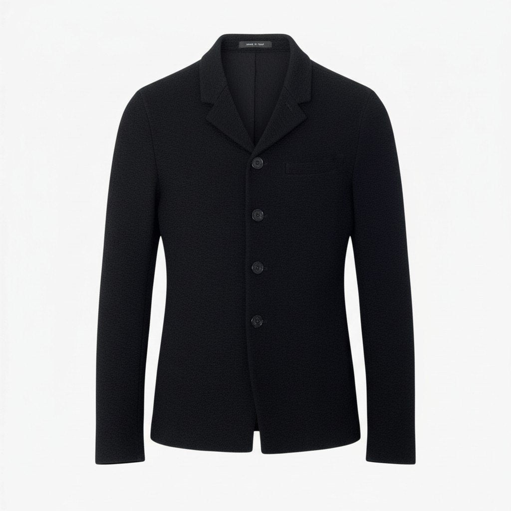 60c6 EMPORIO ARMANI エンポリオアルマーニ テーラードジャケット ブレザー エンボス加工 48サイズ ブラック メンズ 男性用u02t