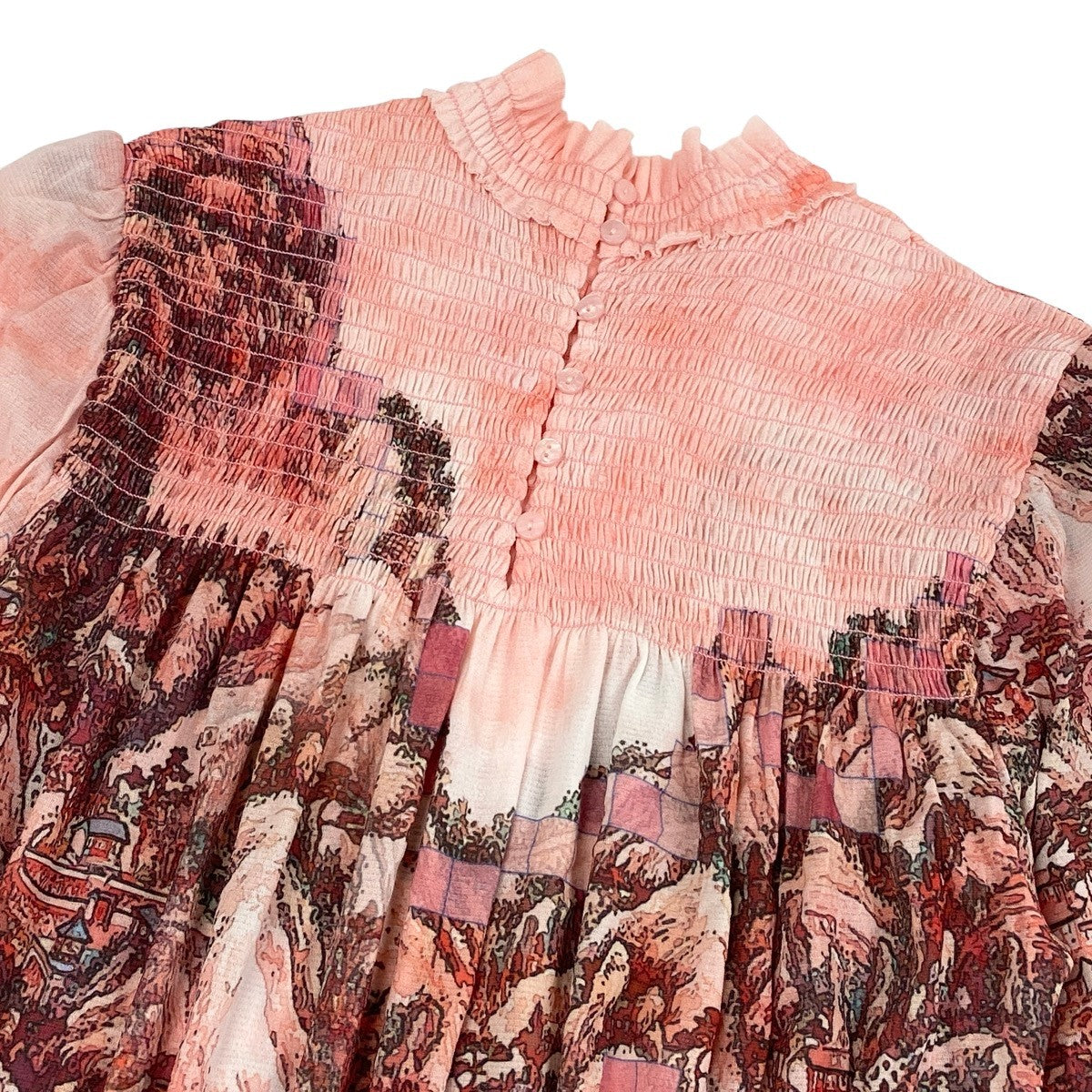 Ah28 VIVIENNE TAM Power Net Landscape Print Dress Size 38 Women'sk02i