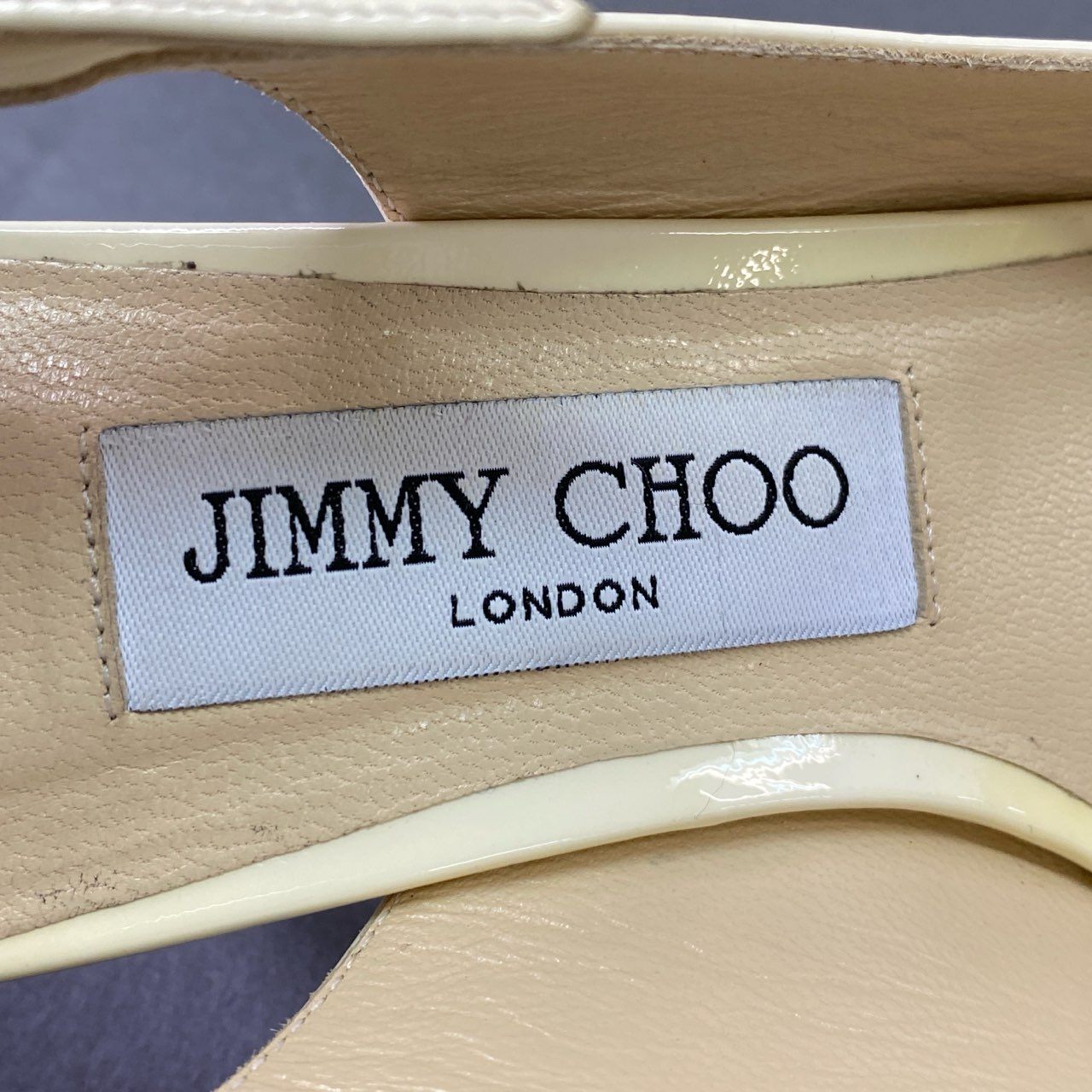 5j10 JIMMY CHOO ジミーチュウ ERIN 60 ストラップ エナメルパンプス  37 ホワイト パテントレザー スリングバック シューズ ミュール イタリア製