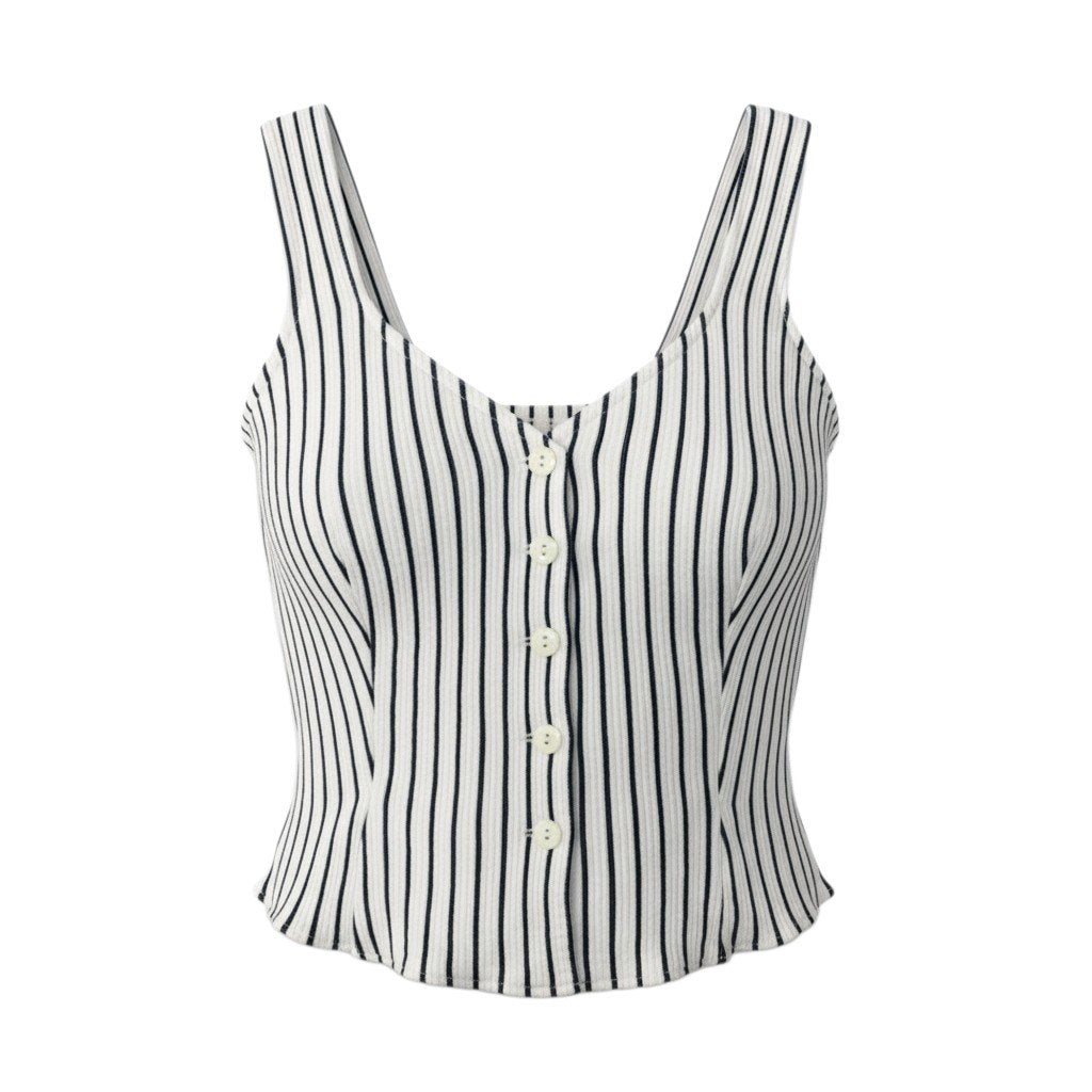 46c24 Miss Dior ミスディオール タンクトップ ノースリーブカットソー ストライプ柄 Mサイズ ホワイト ネイビー レディース 女性用o07t