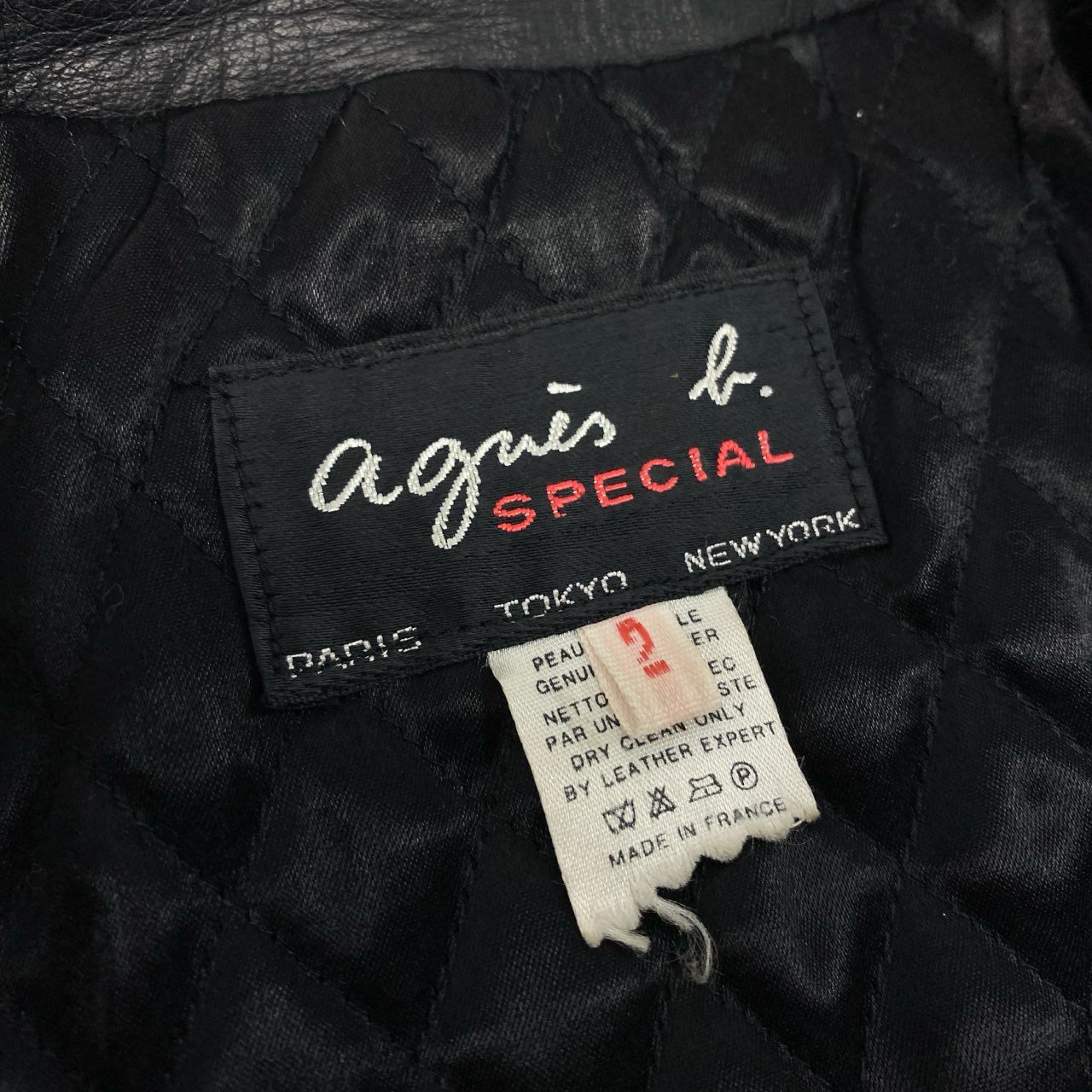 10k11 agnes b.  SPECIAL アニエスベースペシャル レザー ロングジャケット チェスターコート ダブルブレスト フランス製 レディース 女性用 2 ブラックu02t