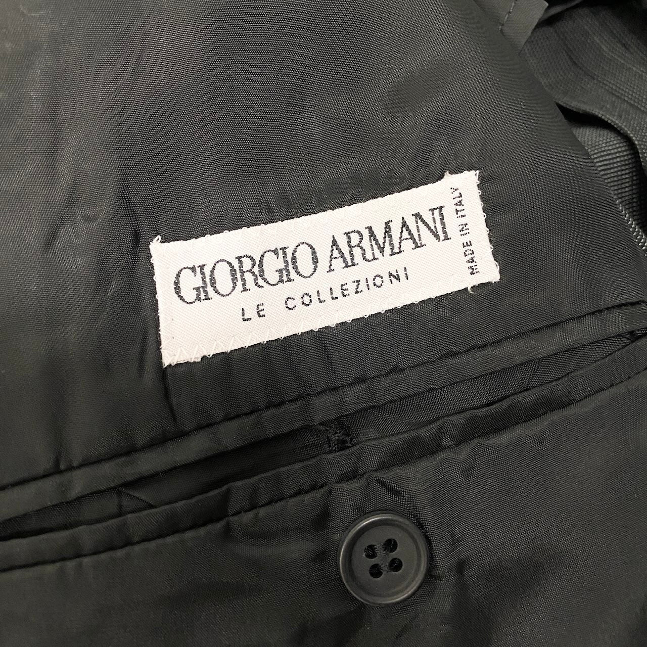 82c27 GIORGIO ARMANI ジョルジオアルマーニ セットアップスーツ フォーマル テーラードジャケット ストライプ イタリア製 メンズ 男性用 48 グリーンo07t