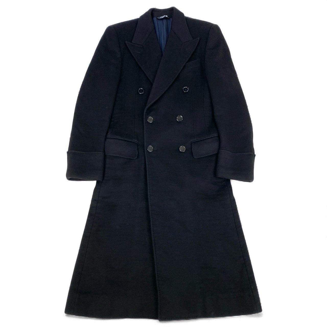 14Ⅼ1《美品》 DOLCE&GABBANA ドルチェアンドガッバーナ カシミヤ ダブルフェイスロングコート サイズ46 ブラック CASHMERE LONG COATt18r