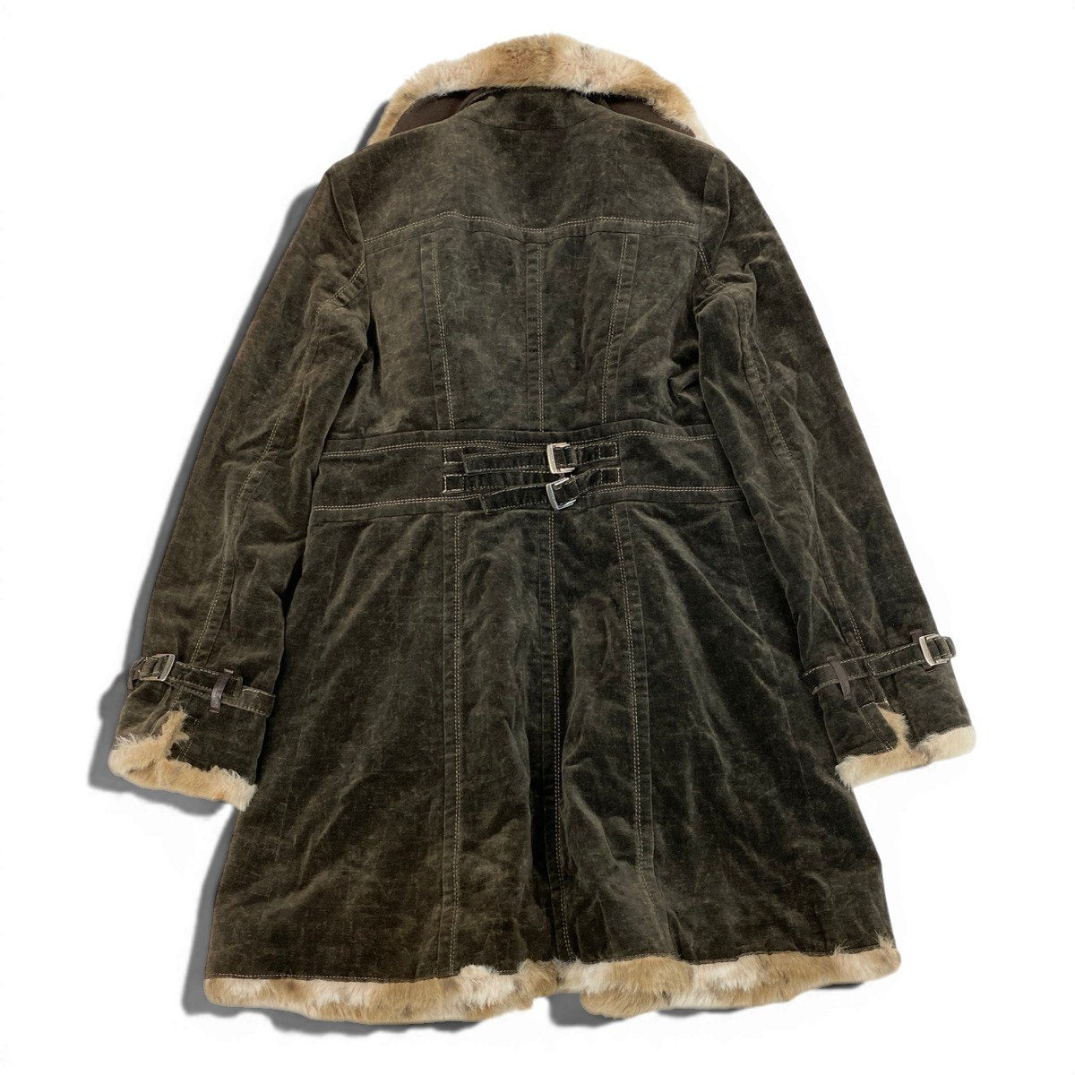 Eg10 BURBERRY LONDON BLUE LABEL バーバリーロンドン ブルーレーベル ファーコート 中綿コート ベロア  サイズ38 ダークブラウン レディースo07t