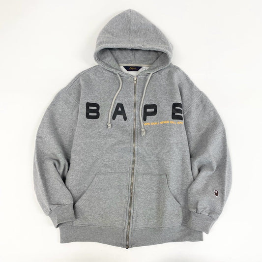49f2 A BATHING APE アベイシングエイプ 初期 ジップパーカー ロゴジップフーディ トップス バックプリント VINTAGE ヴィンテージ Lサイズ グレー コットン