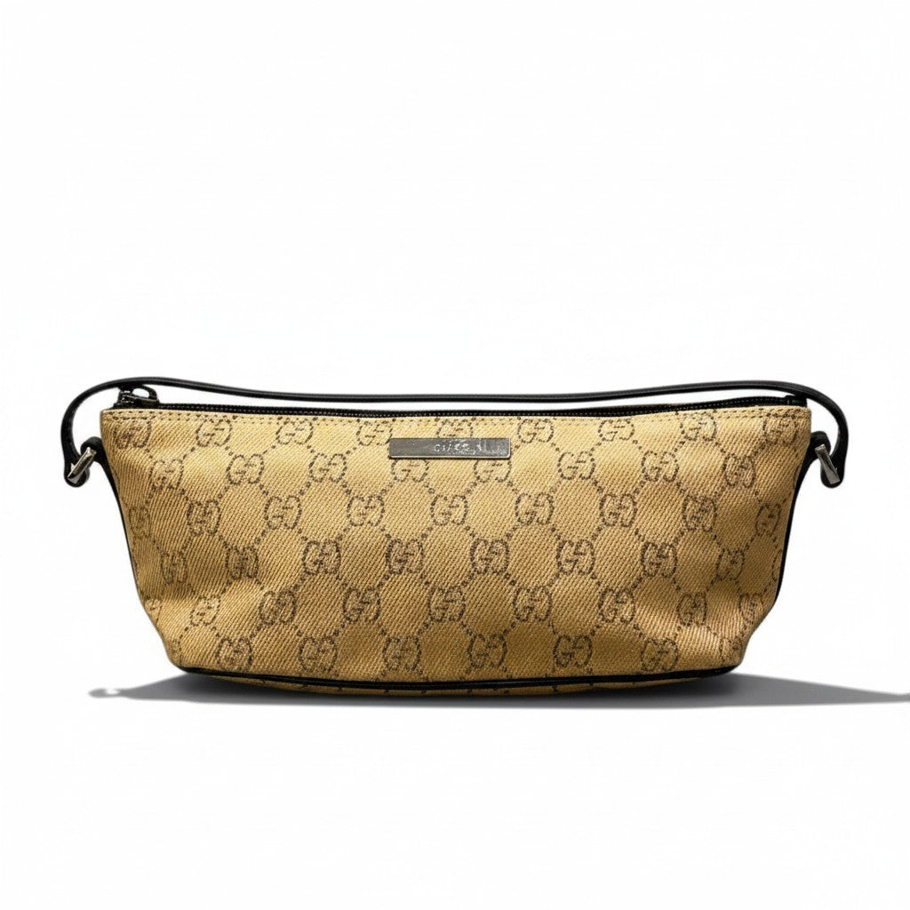 h29 GUCCI GGキャンバス アクセサリーポーチ ベージュ ダークブラウン レディース 女性用ta1