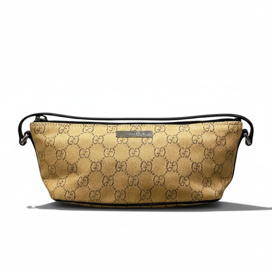 h29 GUCCI GGキャンバス アクセサリーポーチ ベージュ ダークブラウン レディース 女性用ta1