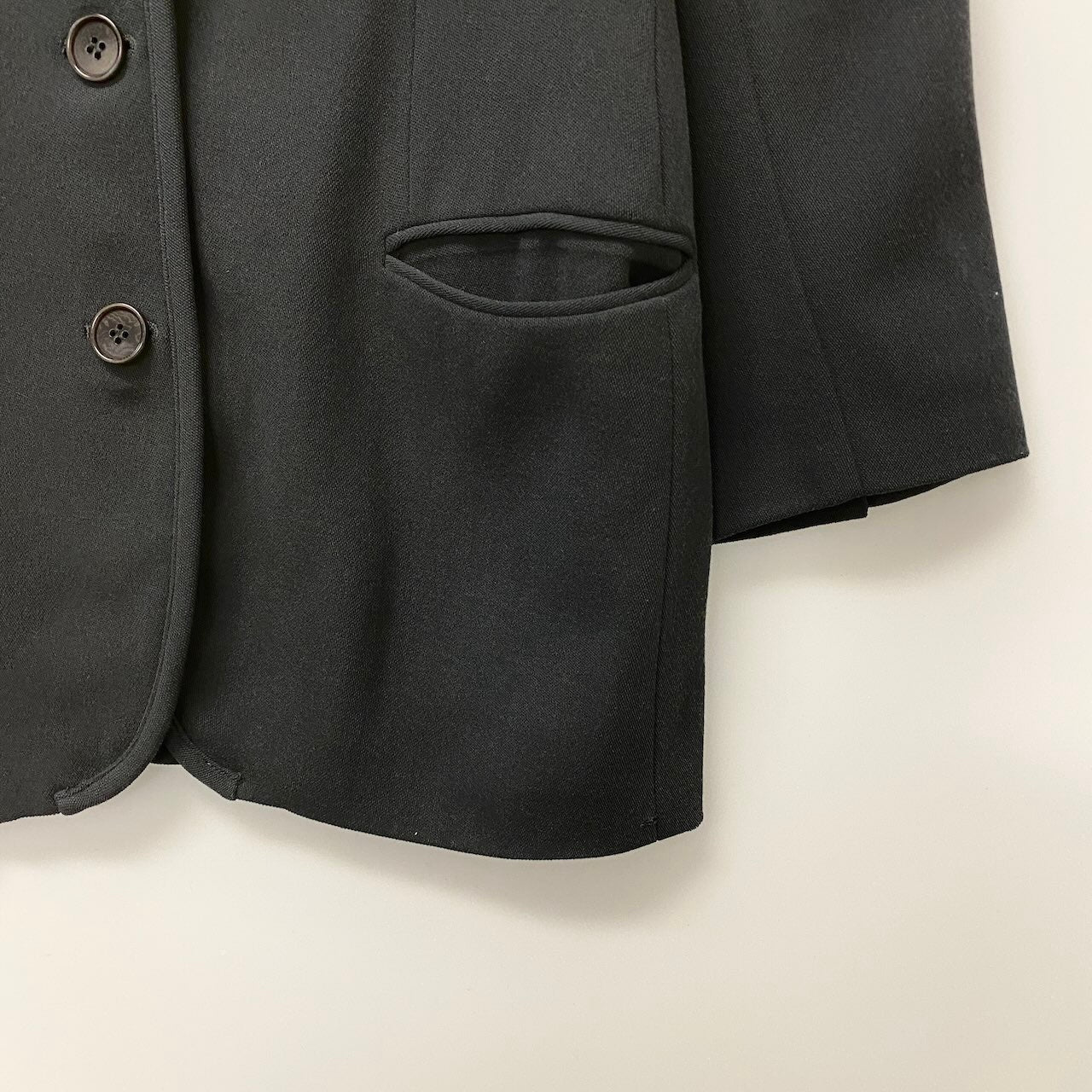 73e15 EMPORIO ARMANI エンポリオアルマーニ ハイネック ジャケット 羽織 VINTAGE イタリア製 38 グリーン ウール レディースo07t