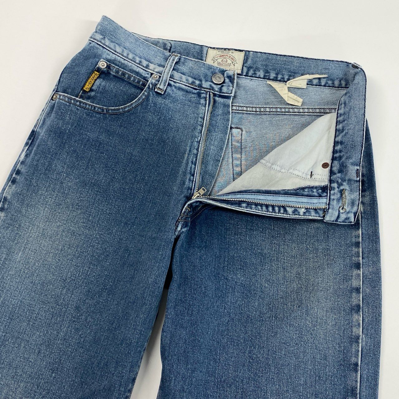 1j27 ARMANI JEANS アルマーニジーンズ 90’s デニムパンツ ジーンズ ストレート イタリア製 33サイズ ブルー メンズu02t