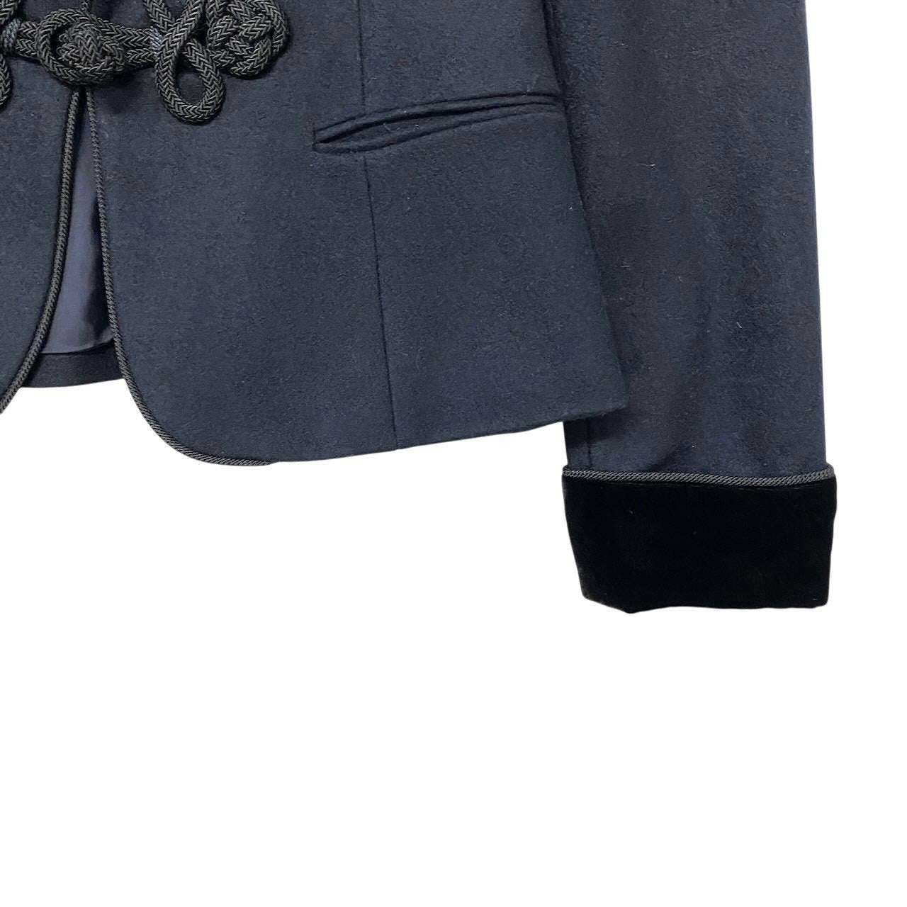1h16 【美品】 RALPH LAUREN ラルフローレン ショールカラージャケット ベロア切替  サイズ2 ブラック レディース 女性用u02t