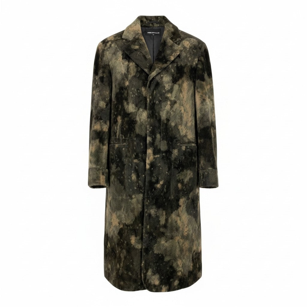 Af29 tricot COMME des GARCONS トリコ コムデギャルソン 00s パイルカモ チェスターコート Camo Print Terry Chester Coat M カーキ 迷彩t18r