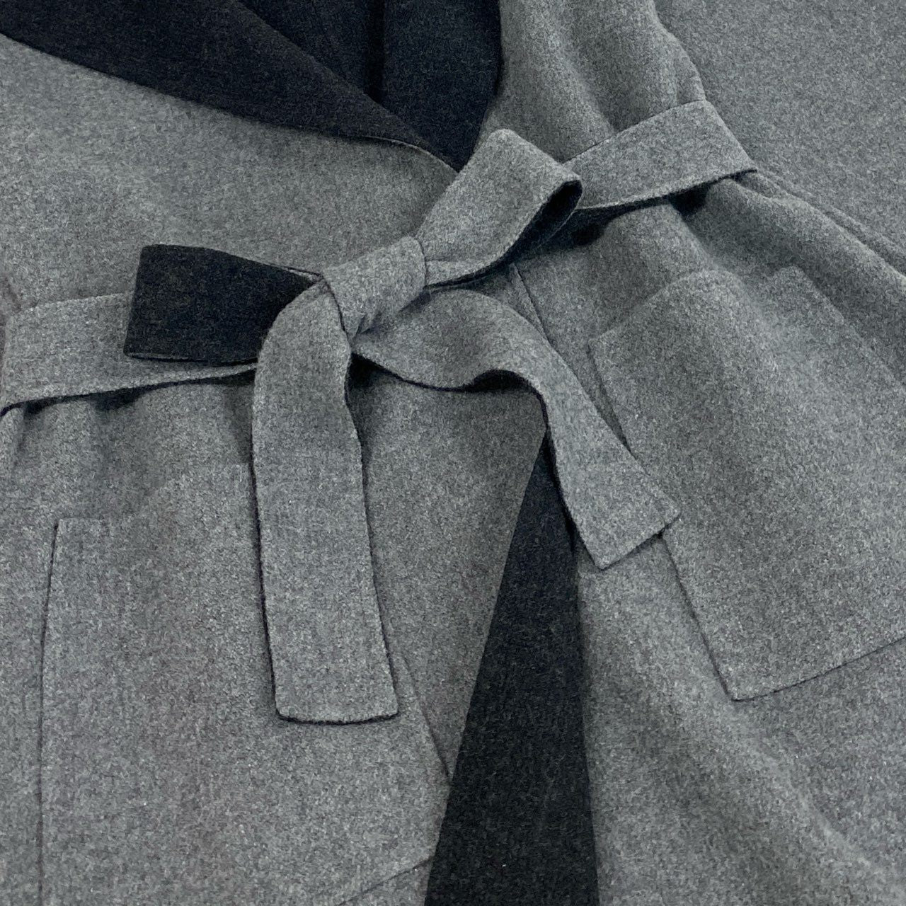 14L1 【美品】bamford バンフォード ウールロングコート リバーシブルコート フーデットコート アウター イタリア製 Mサイズ相当 グレー レディースu02t