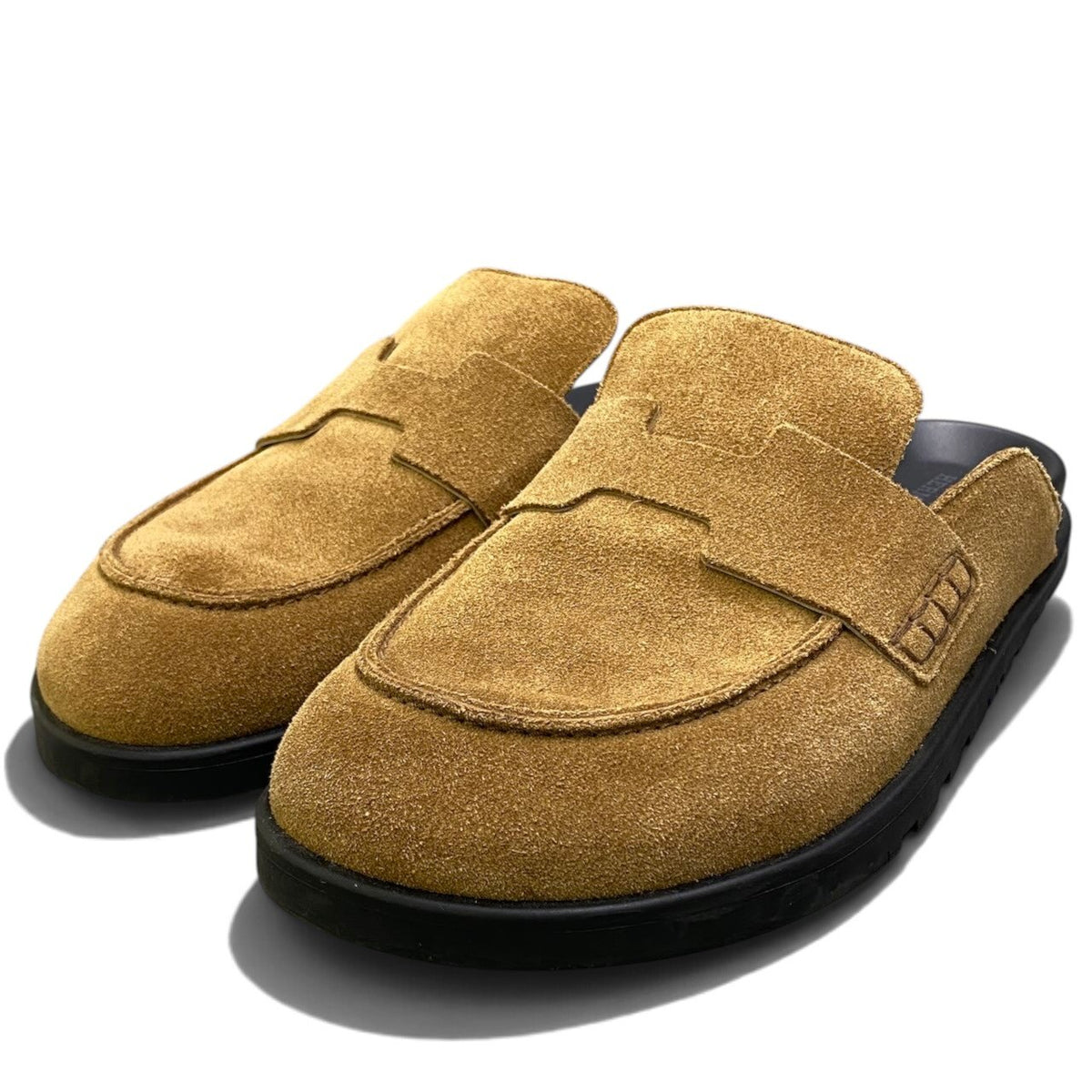 i8 【美品】 Hermès エルメス ミュール・ゴー ヴォー・ヴェロア Hロゴ ベージュ スエードレザー メンズk02i