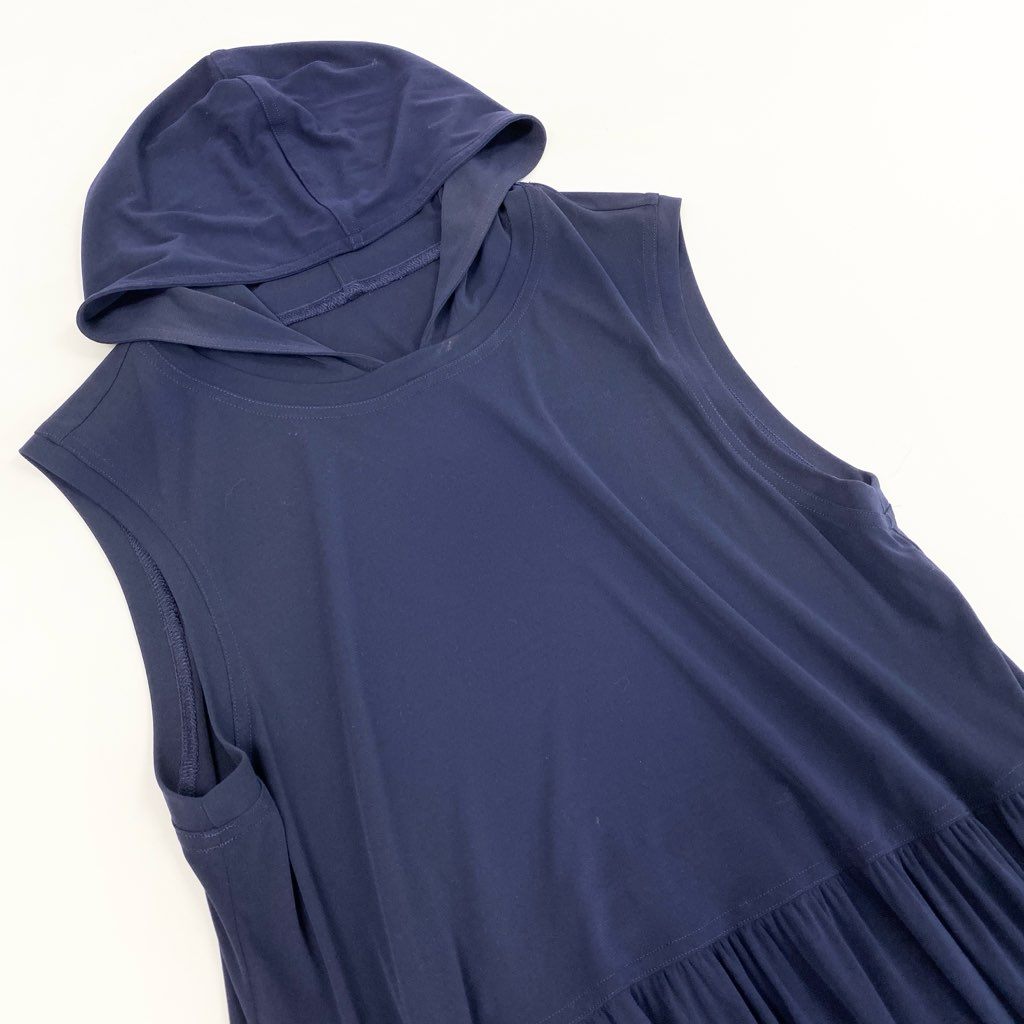 83L23 TOKUKO 1er VOL トクコプルミエヴォル ノースリーブロングワンピース フレアワンピース フーディー ストレッチ素材 9サイズ ネイビー レディースu02t