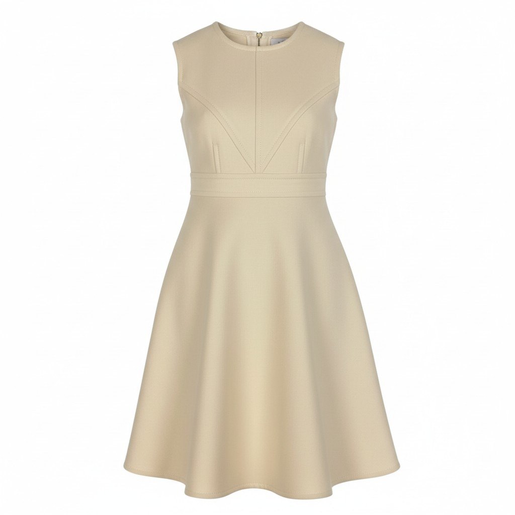 Ec31 《美品》 LOUIS VUITTON ルイヴィトン Vステッチ ノースリーブ ワンピース V Stitch Sleeveless Dress サイズ36 アイボリーt18r
