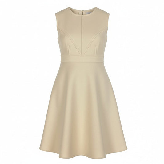 Ec31 《美品》 LOUIS VUITTON ルイヴィトン Vステッチ ノースリーブ ワンピース V Stitch Sleeveless Dress サイズ36 アイボリーt18r