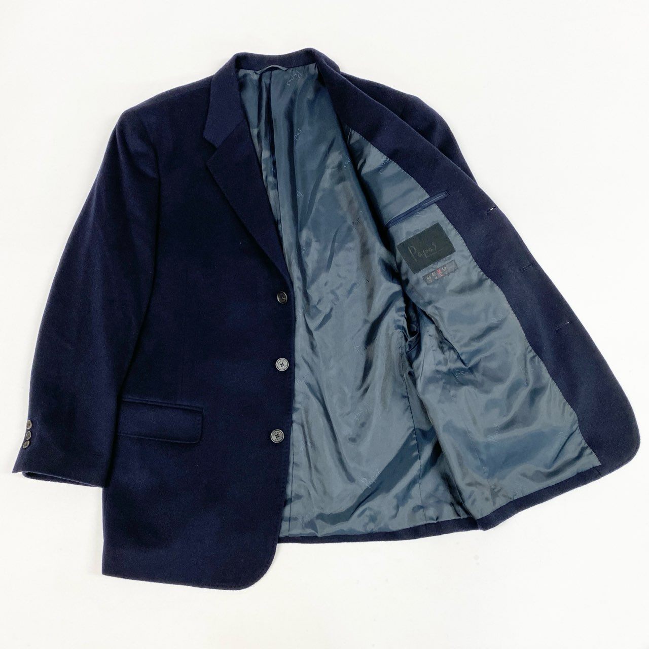 87l20 Papas パパス テーラードジャケット ブレザー 50 L ダークネイビー カシミア100 メンズ 紳士服u02t