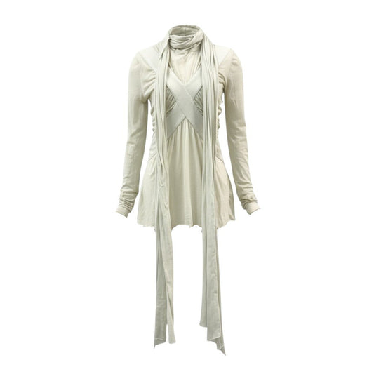 Ac2　Vintage BALENCIAGA バレンシアガ LE DIX 変形カットソー ロングスリーブ トップス S アイボリー コットン レディースu02t