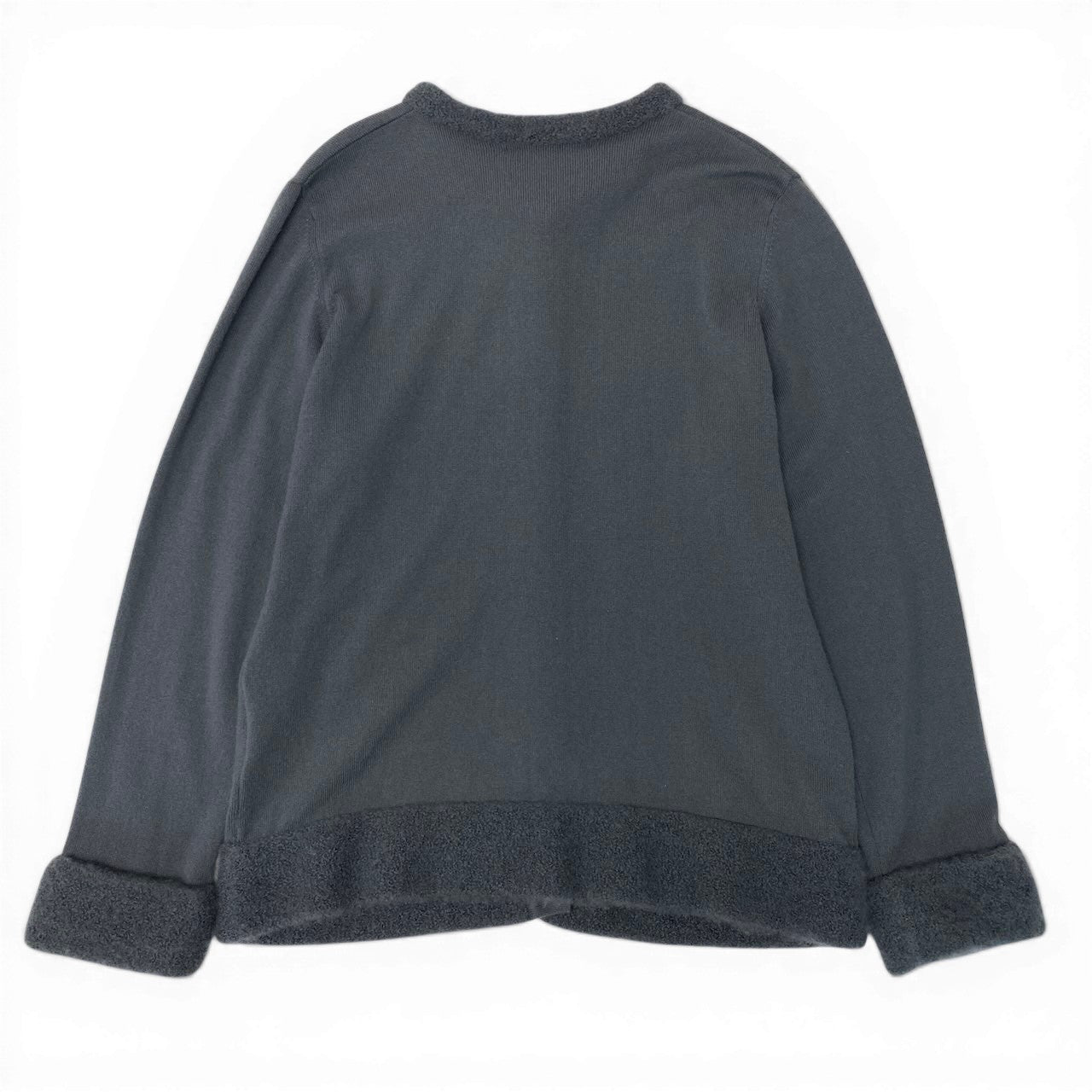 78d9 LEONARD FASHION レオナール ニットカーディガン ニットジャケット 花柄刺繍 ラインストーン ビーズ装飾 カシミヤ混 サイズ42 グレー系 レディース 女性用o07t