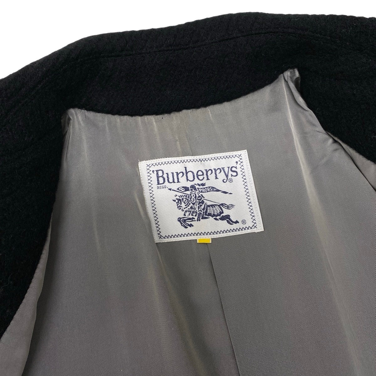 87h25 Burberrys バーバリー ステンカラーコート ウールコート サイズ7AB2 ブラック レディースo07t