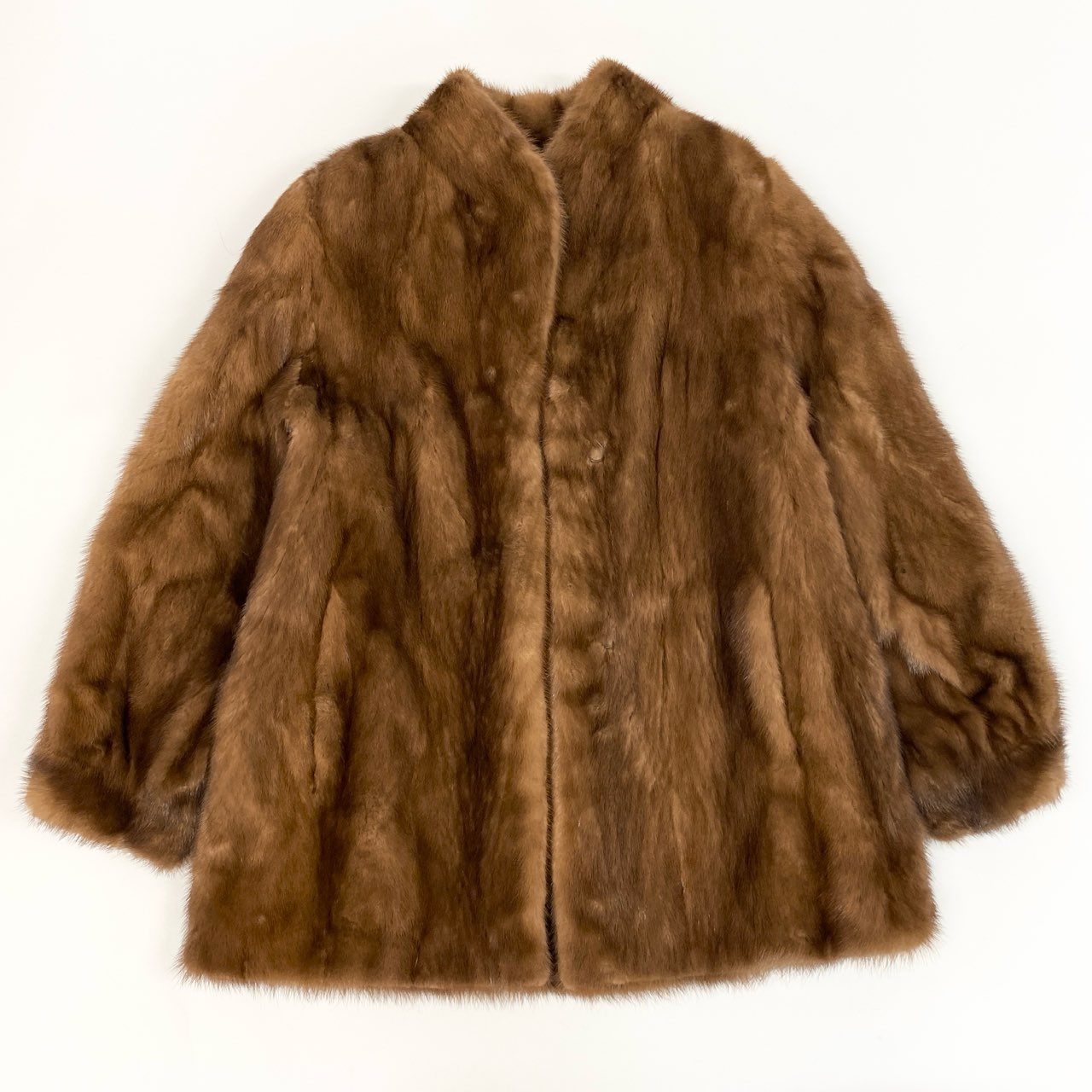72a27 パステルミンク ファーコート サイズ11 茶系 本毛皮 Pastel Mink Fur Capet18r