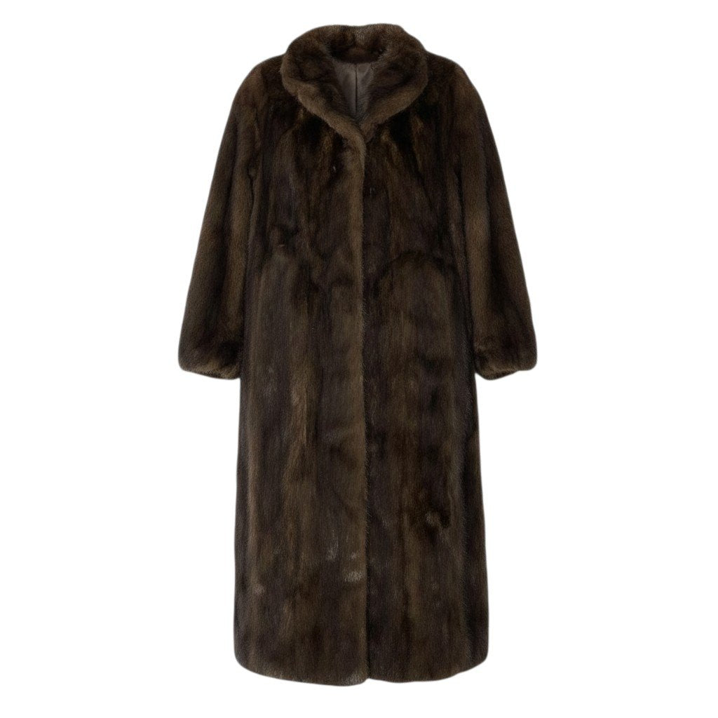 47c18 超ロング デミバフミンク ファーコート 丈120cm サイズ11 ブラウン 本毛皮 Mink Fur Super Long Coatt18r