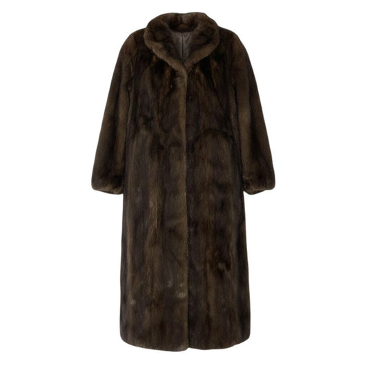 47c18 超ロング デミバフミンク ファーコート 丈120cm サイズ11 ブラウン 本毛皮 Mink Fur Super Long Coatt18r