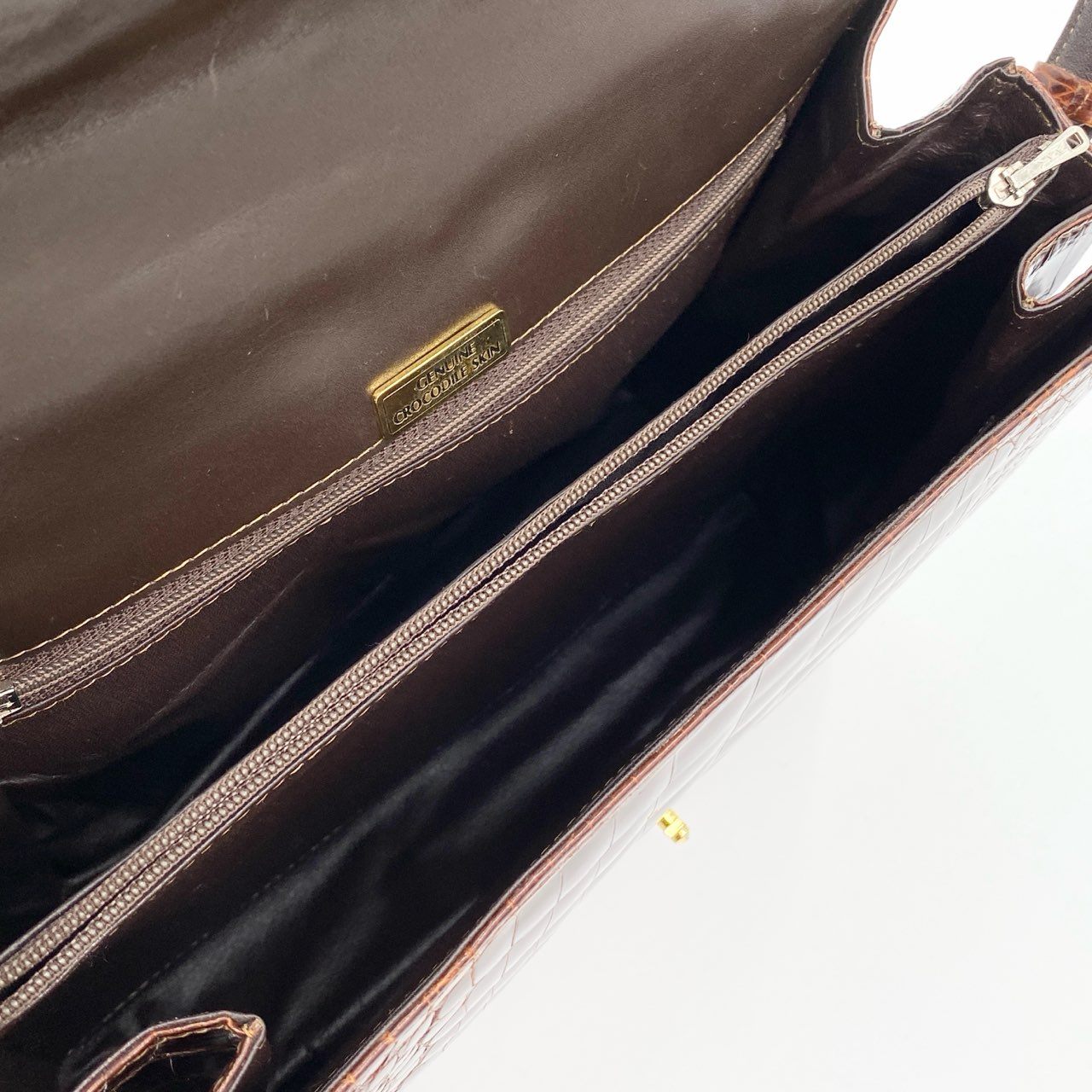 Ei30 シャイニングクロコ センター取り ワンショルダーバッグ ブラウン 本クロコレザー エキゾチック ワニ革 Crocodile 鞄 カバンt18r
