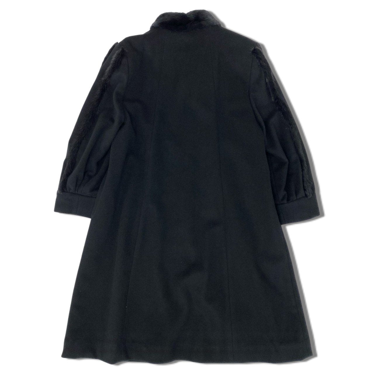 38k16【美品】Crooks＆Castles クルックスアンドキャッスル ウールロングコート カシミヤ カシミア ミンク 13AB3サイズ ブラック レディースu02t