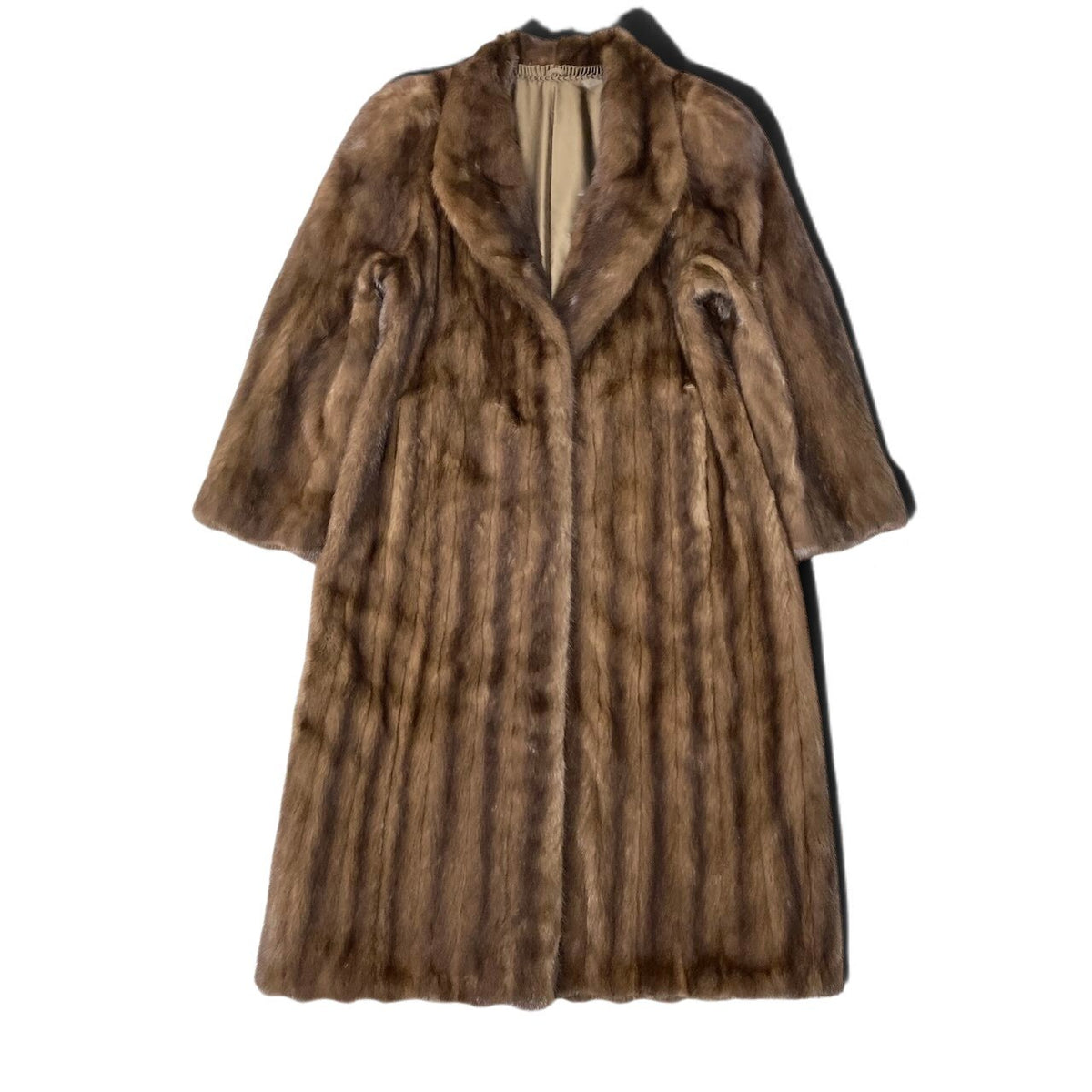 47j16 毛皮コート パステルミンク 着丈115cm 超ロングコート 本毛皮 裏地刺繍 Free ブラウン MINK FUR レディースu02t