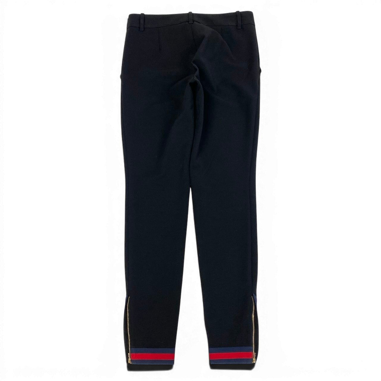 Id23 GUCCI グッチ 裾ジップ テーパードパンツ シェリーライン ストレッチ素材 サイズ36 ブラック レディース 女性用o07t