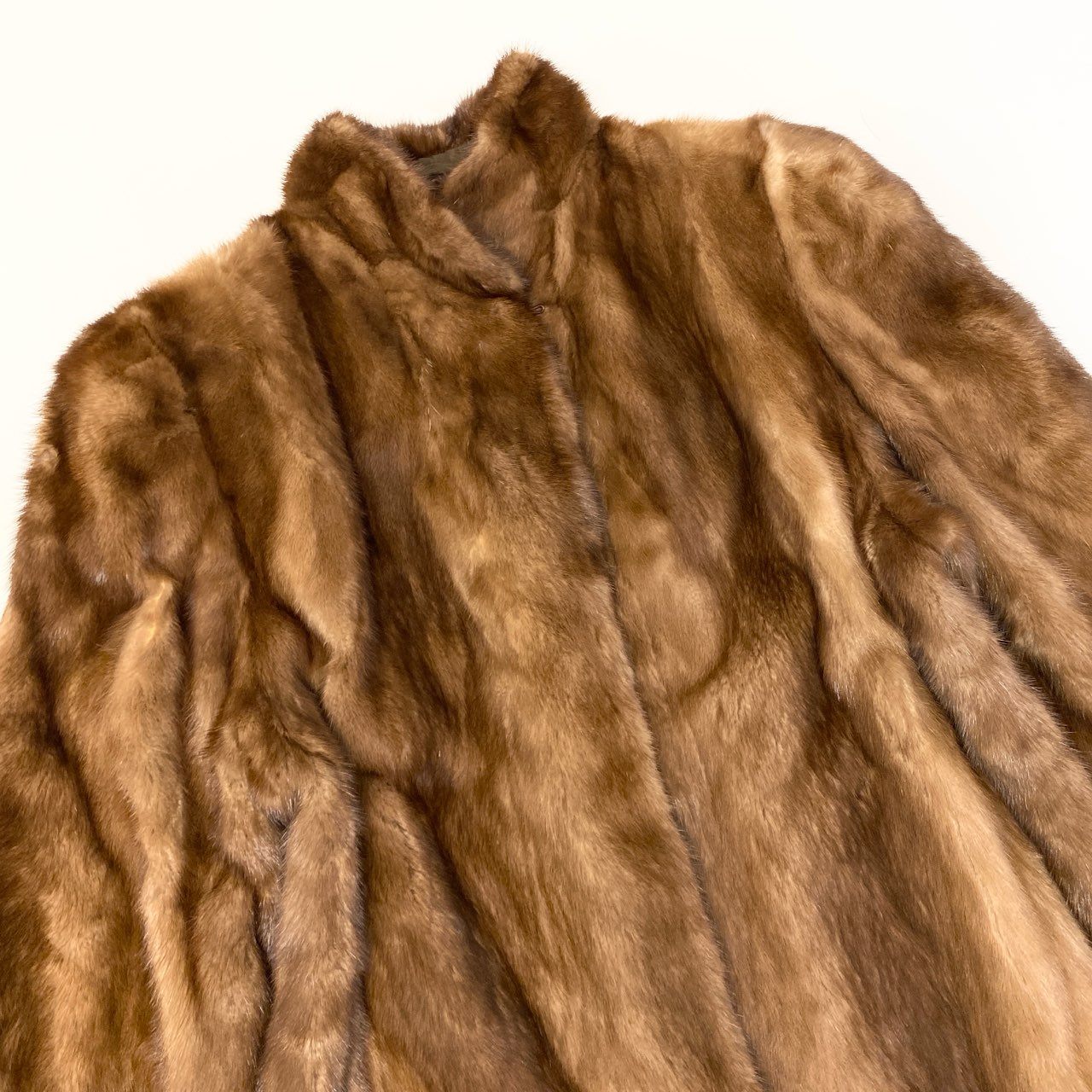 35a15 パステルミンク ロングコート サイズ15 茶系 本毛皮 Pastel Mink Fur Coat ポケット有t18r