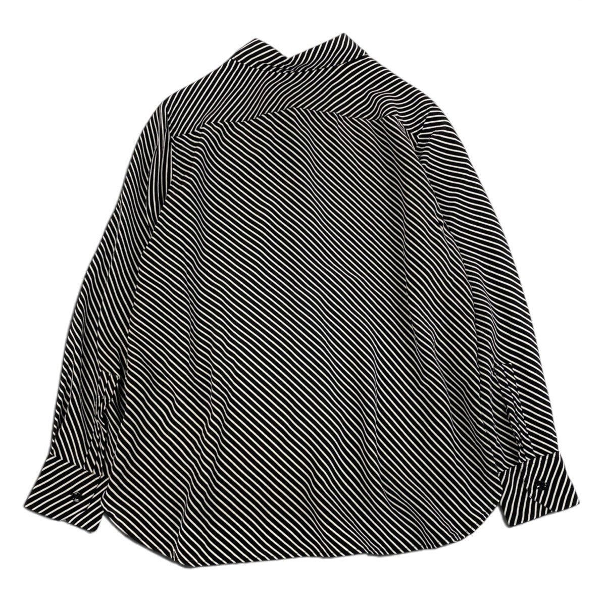 80j6 SAINTLAURENT サンローラン 2015年 エディ期 シルクシャツ ロングスリーブシャツ ブラック アイボリー シルク100％ レディース 女性用u02t