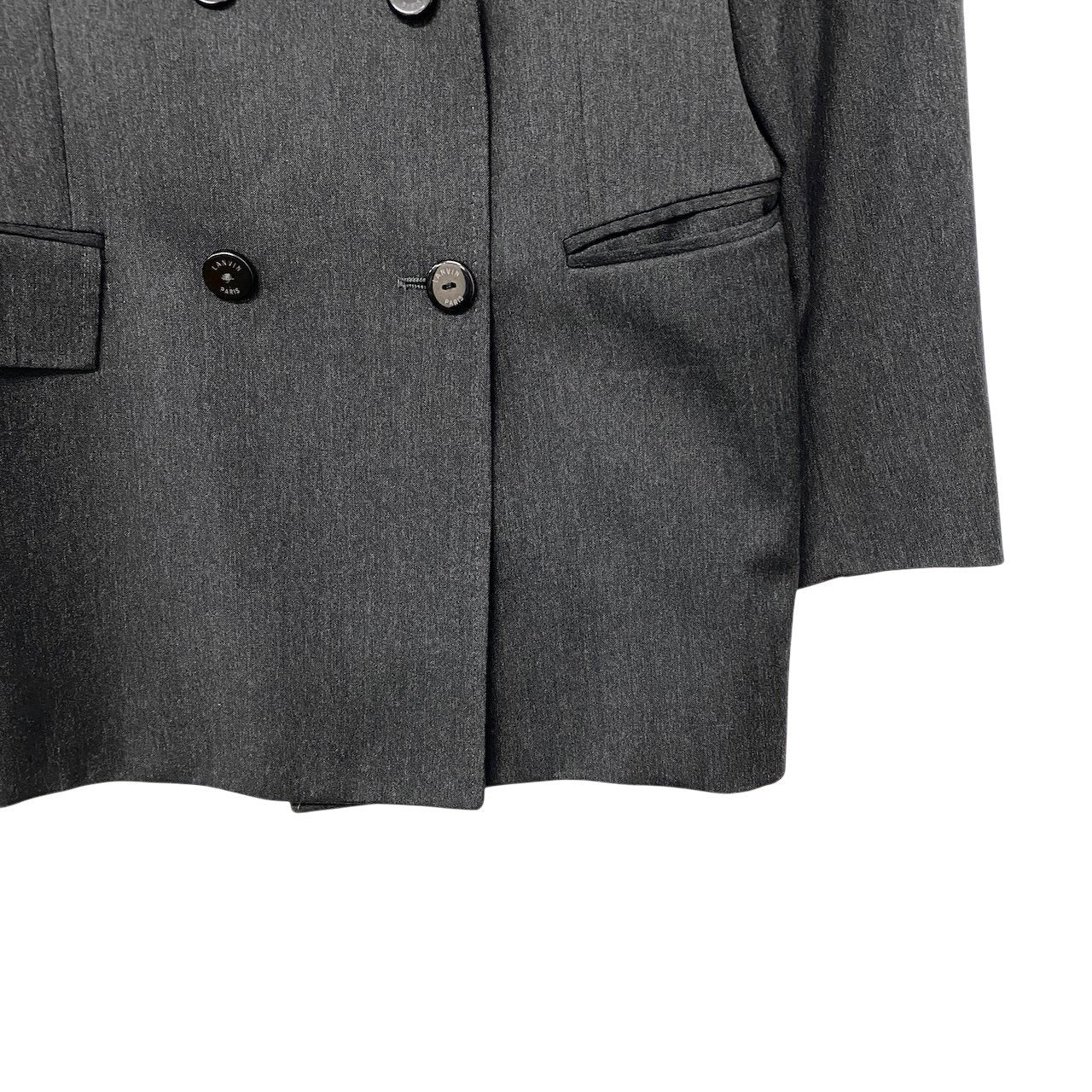 9h28 LANVIN PARIS ランバン ダブルブレスト テーラードジャケット ブレザー ロロピアーナ生地 サイズ42 ダークグレー レディースo07t