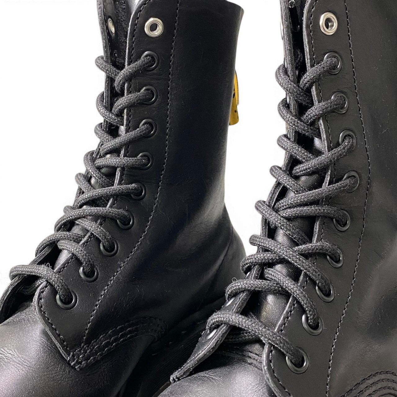 4e21 Y’s x Dr. Martens ワイズ ドクターマーチン コラボシューズ レザーブーツ ハイカットシューズ レースアップ クラシックカーフレザー ユニセックス メンズ 男性用 32228001 UK5 ブラックo07t