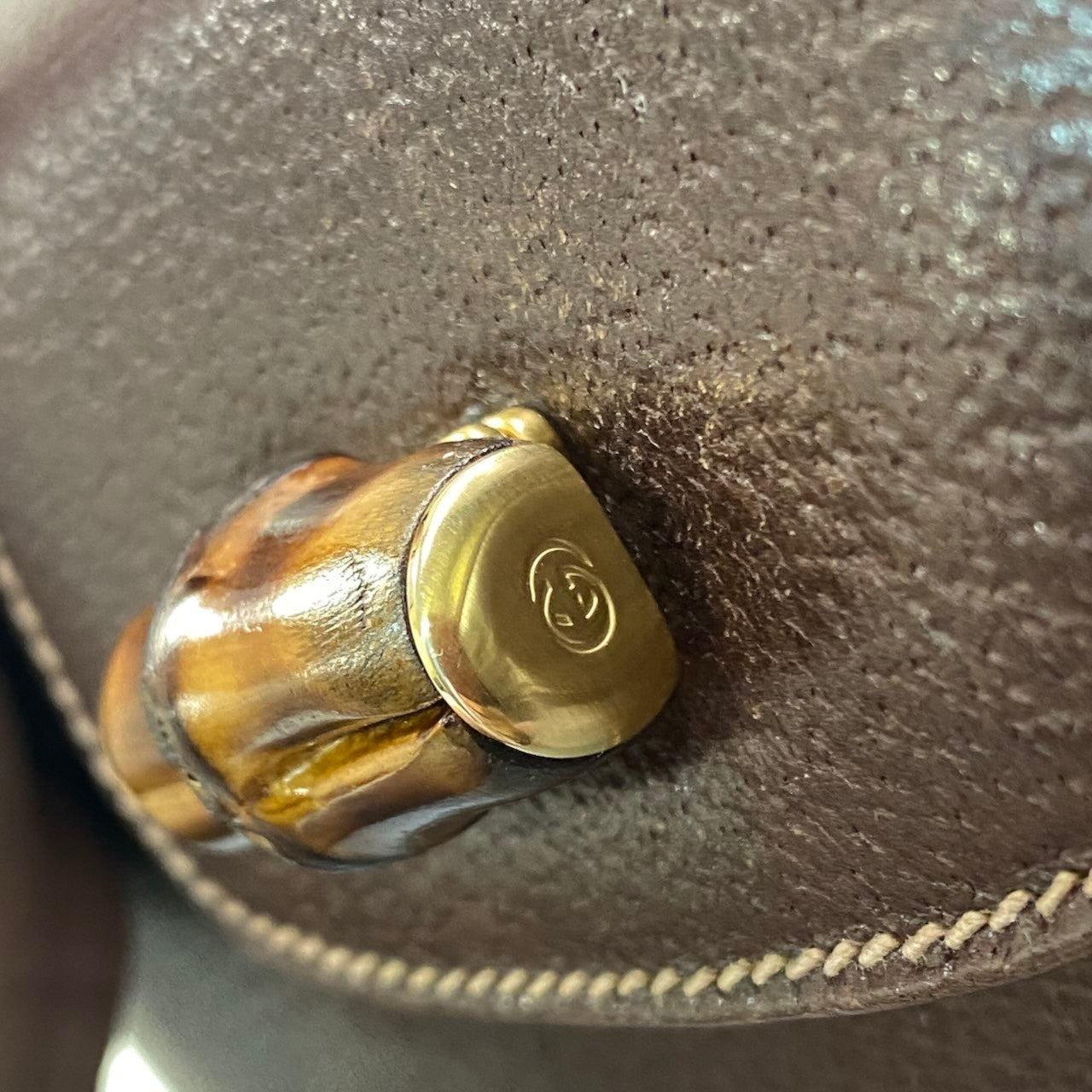 h29 GUCCI ヴィンテージ バンブー ハンドバッグ ブラウン レザー レディース 女性用ta1