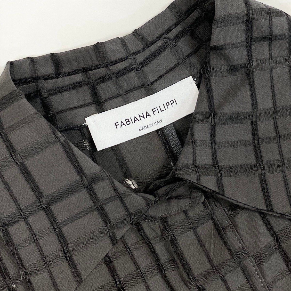 43i15 【極美品】FABIANA FILIPPI ファビアナフィリッピ 近年 シャツブルゾン シャツブラウス チェック柄 36サイズ グレー レディース 女性用u02t