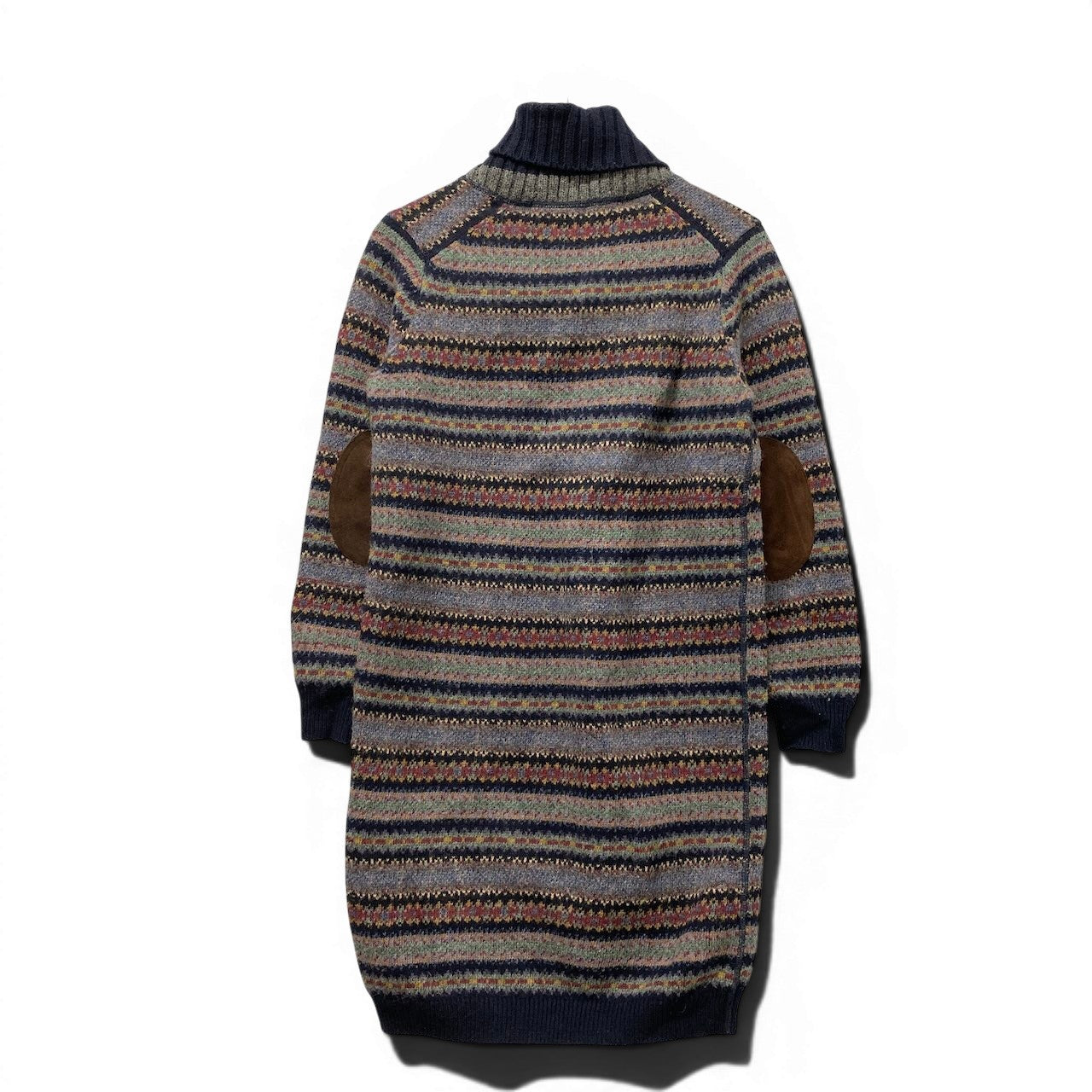 73e18 JUNYA WATANABE COMME des GARCONS ジュンヤワタナベ コムデギャルソン AD2012 ロングスリーブニットワンピース エルボーパッチ 総柄 Mサイズ マルチカラー ウール100％ レディース 女性用u02t
