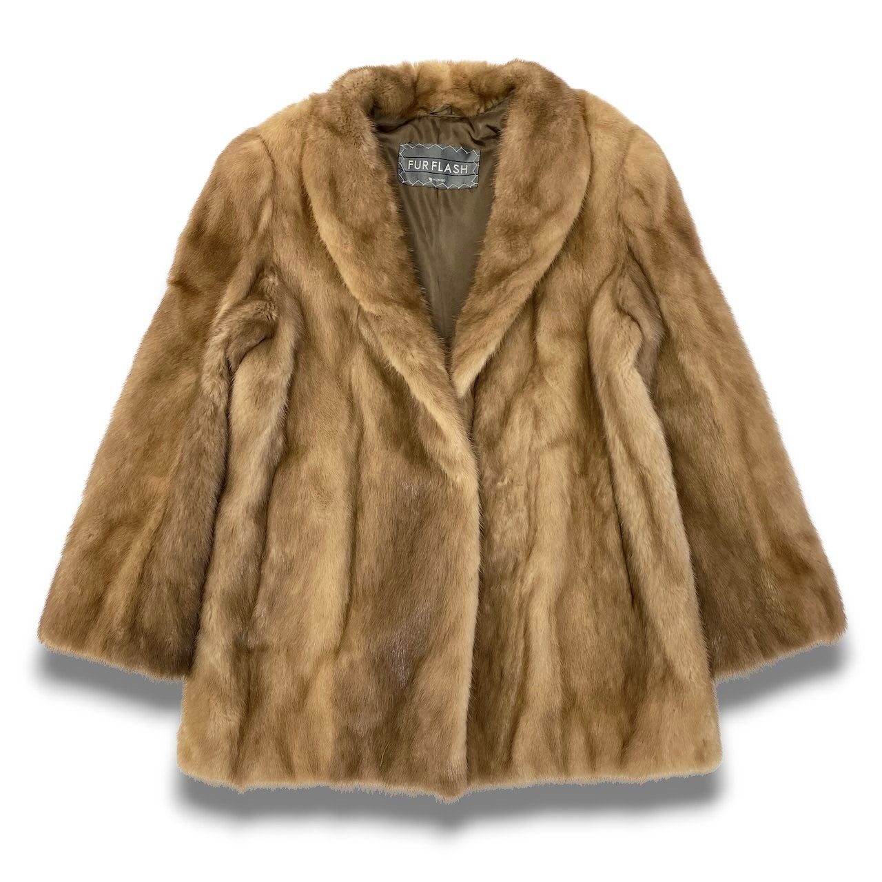 48c18 FUR FLASH パステルミンク ファーコート サイズ11 茶系 本毛皮 Pastel Mink Fur Coat 毛質◎t18r