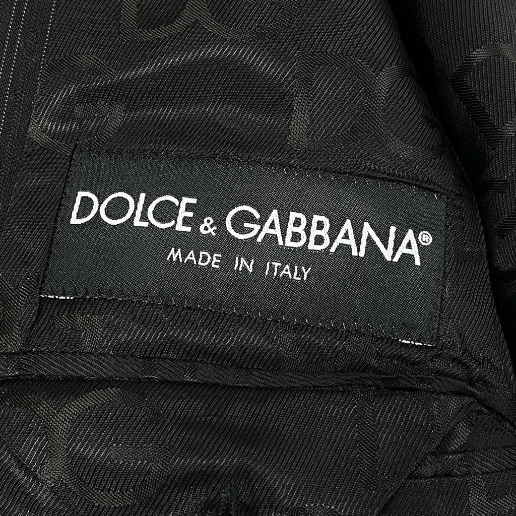 52l24 DOLCE＆GABBANA ドルチェアンドガッバーナ スーツセットアップ テーラードジャケット スラックス ストライプ 裏地総柄 イタリア製 50サイズ ブラック メンズo07t