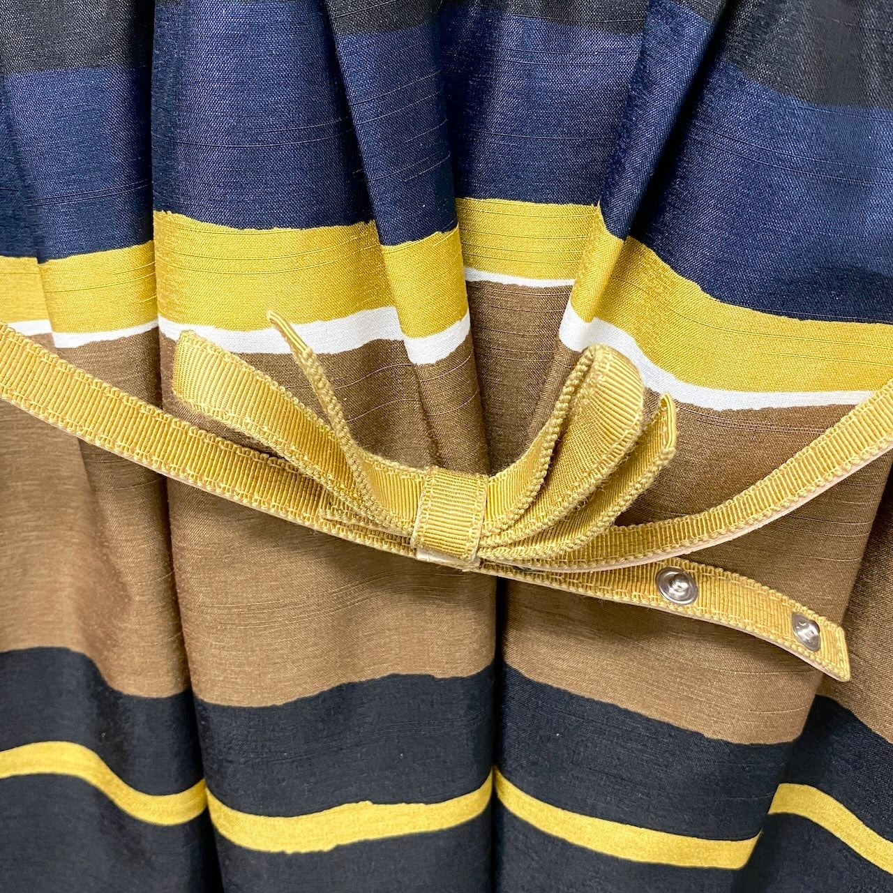 78e18 BURBERRY LONDON BLUE LABEL バーバリーロンドン ブルーレーベル パフスリーブ 膝丈ワンピース ボーダー柄 ウエストリボン  サイズ36 マルチカラー ポリエステル100％ レディース 女性用u02t