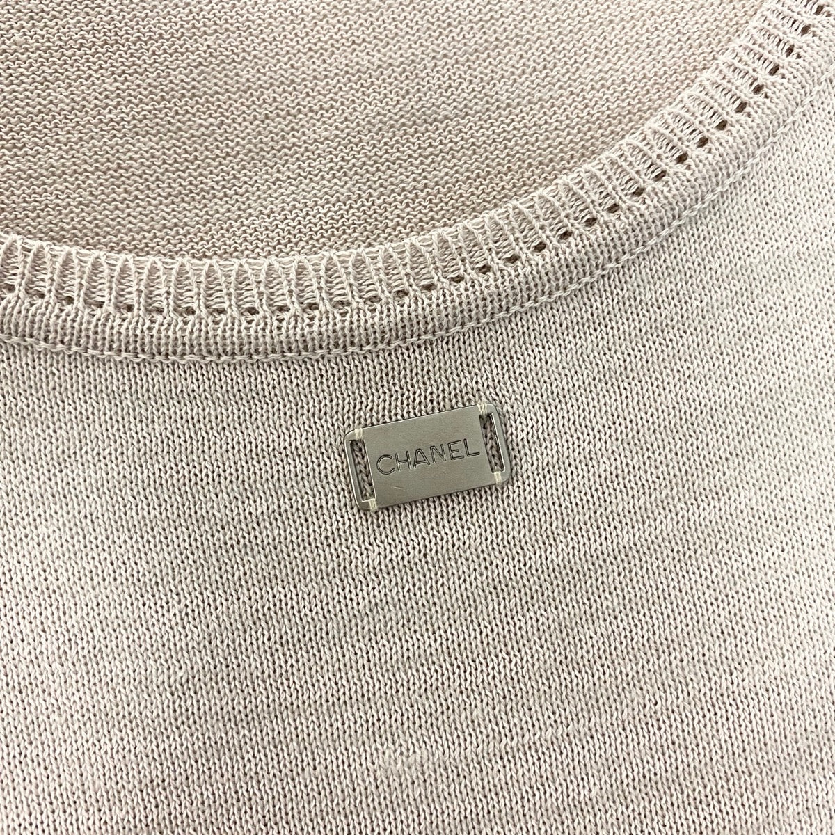 Cf11 CHANEL シャネル 99P ロゴプレート ノースリーブ ニットカットソー タンクトップ P12609 サイズ40 ベージュ レディース 女性用ta1