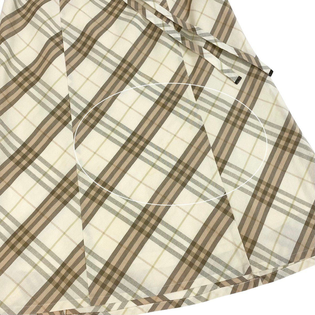 Ig19 BURBERRY LONDON バーバリーロンドン ノバチェック ウエストリボン 台形スカート サイズ36 アイボリー ベージュ系 レディースo07t