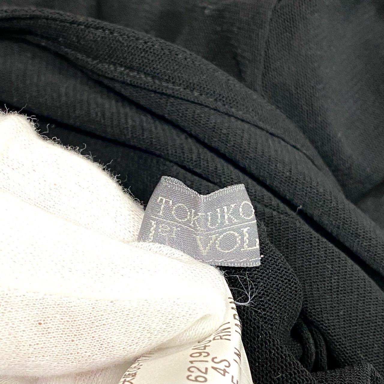 15c2 【美品】 TOKUKO 1er VOL トクコプルミエヴォル シアーカーディガン ボレロ ショート丈 くるみボタン レース装飾 レディース 女性服 サイズ9 ブラック ポリエステル100％u02t