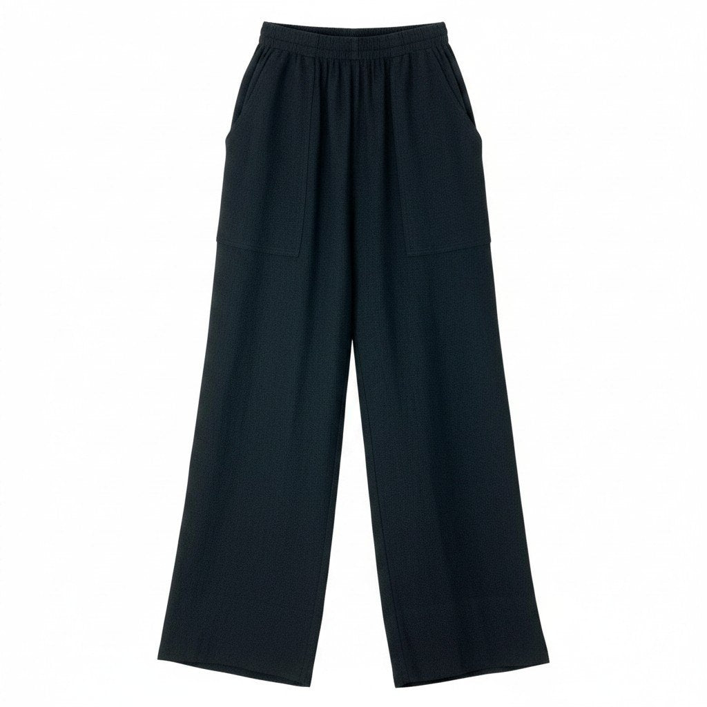 56e12 ISSEY MIYAKE イッセイミヤケ ヴィンテージ 70s~80s ワイドパンツ ボトムパンツ 日本製 9サイズ ブラック レディース 女性用u02t