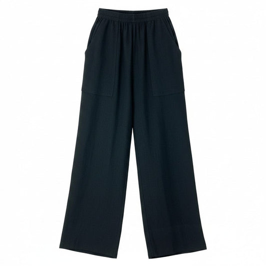 56e12 ISSEY MIYAKE イッセイミヤケ ヴィンテージ 70s~80s ワイドパンツ ボトムパンツ 日本製 9サイズ ブラック レディース 女性用u02t