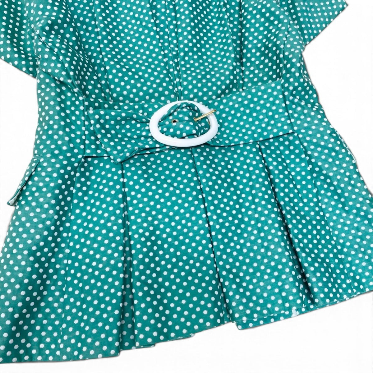 82i15 Christian Dior クリスチャンディオール セットアップスカート レトロ 水玉 ドット柄 ノーカラージャケット サイズ9 グリーン レディースo07t