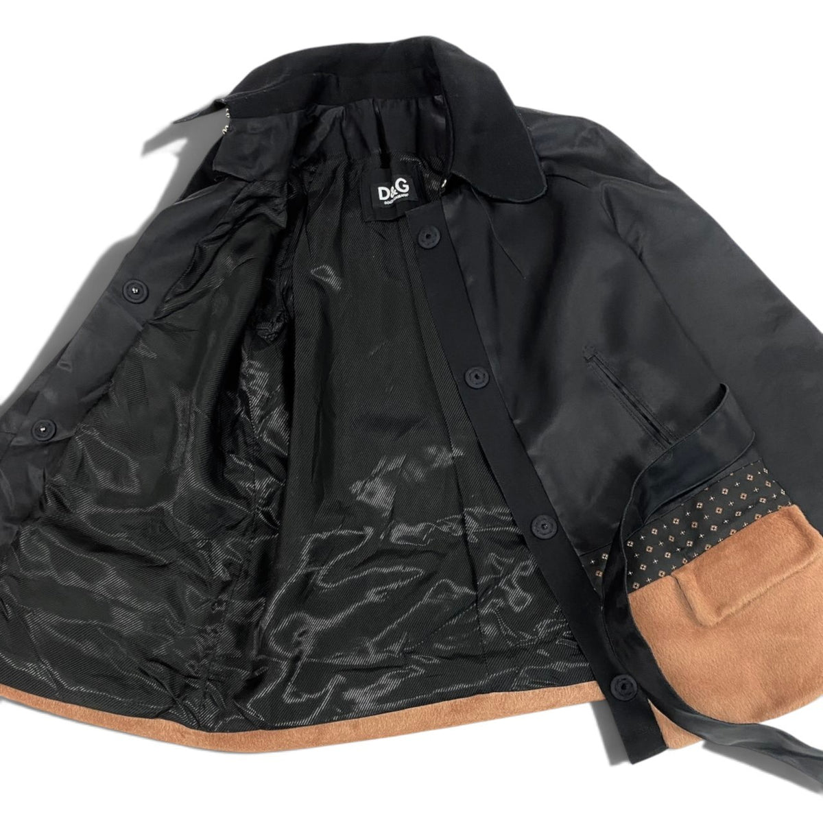i19 D&G DOLCE＆GABBANA ショートコート 異素材ドッキングデザイン ジャケット 40サイズ ブラック レディース 女性用u02t